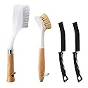 Kitchen Brush Set for Cleaning Dish, Pot, Pan, Sink and Stove, 4 Pcs 3 Kind of Different Scrubber Include 2 Pcs Crevice Brush, Great Cleaning Tools