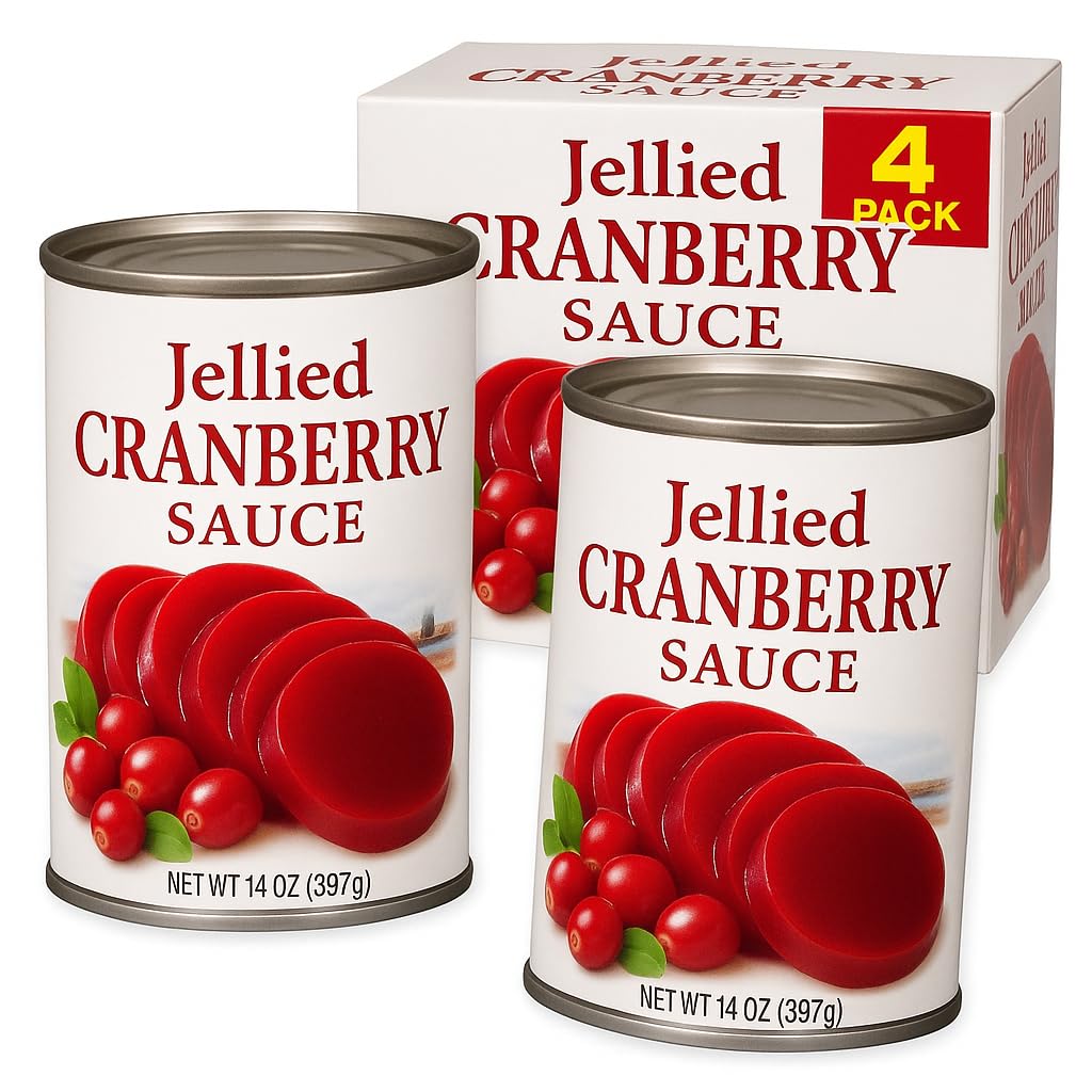 Cranberry Sauce Jellied (4 Pack - 14 OZ Cans).