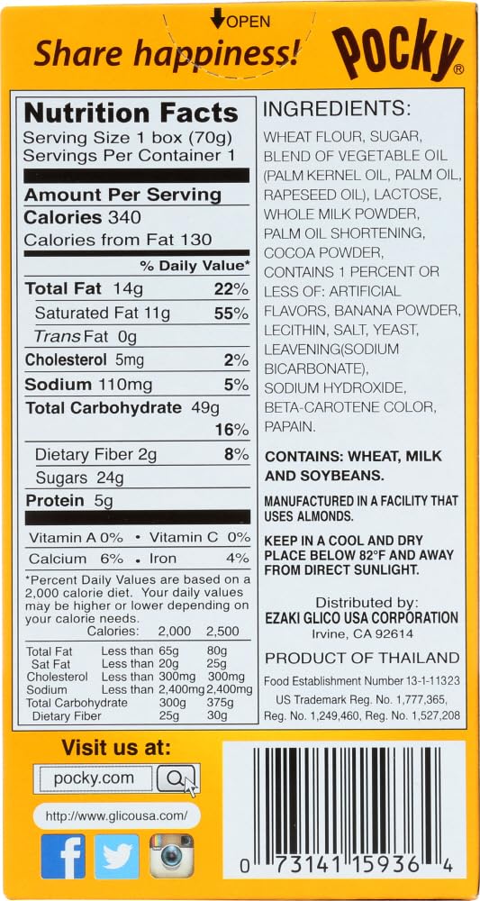 Pocky Chocolate Banana 2.47 oz each (2 Items Per Order)