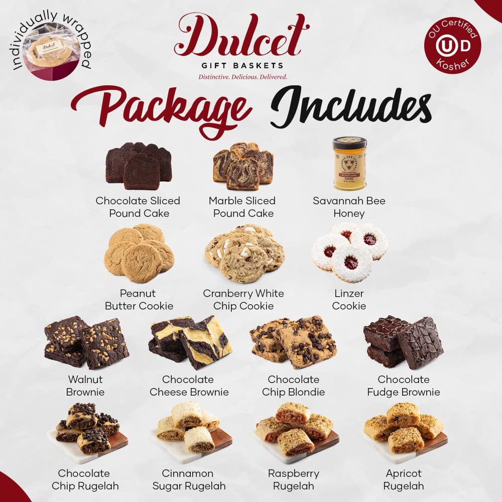 Dulcet Gift Baskets Classic Honey Confection Happy Holiday Tin of Gourmet Pastries Great Gift For Men, Women, Family and Friends