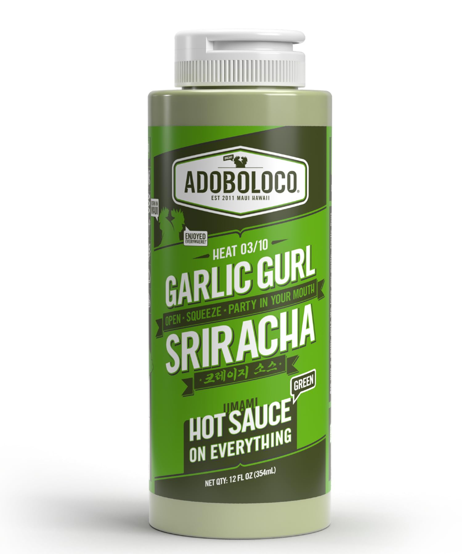 Adoboloco Garlic Gurl Sriracha Green Hot Sauce - 12oz, Jalapeno Chili Garlic Sauce