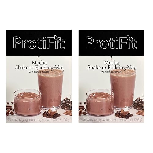 PROTIFIT - High Protein Mocha Pudding & Shake Mix 2 Pack, 15g Protein, Low Calorie, Low Fat, Low Carb, Aspartame Free, Idea Protein Compatible, Meal