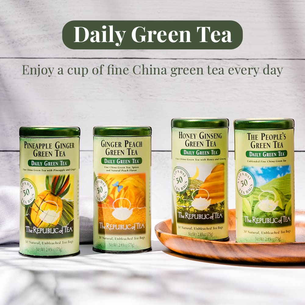 The Republic of Tea - Pineapple Ginger Daily Green Tea, 50 Tea Bag Tin