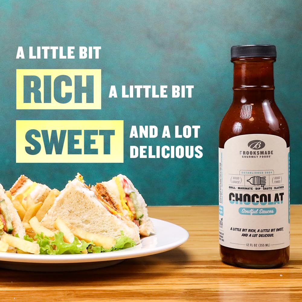 Brooksmade Gourmet Foods Soulful Sauces, Chocolate BBQ Sauce & Marinade, Gluten Free, No High Fructose Corn Syrup, 12 oz. Use as marinade,