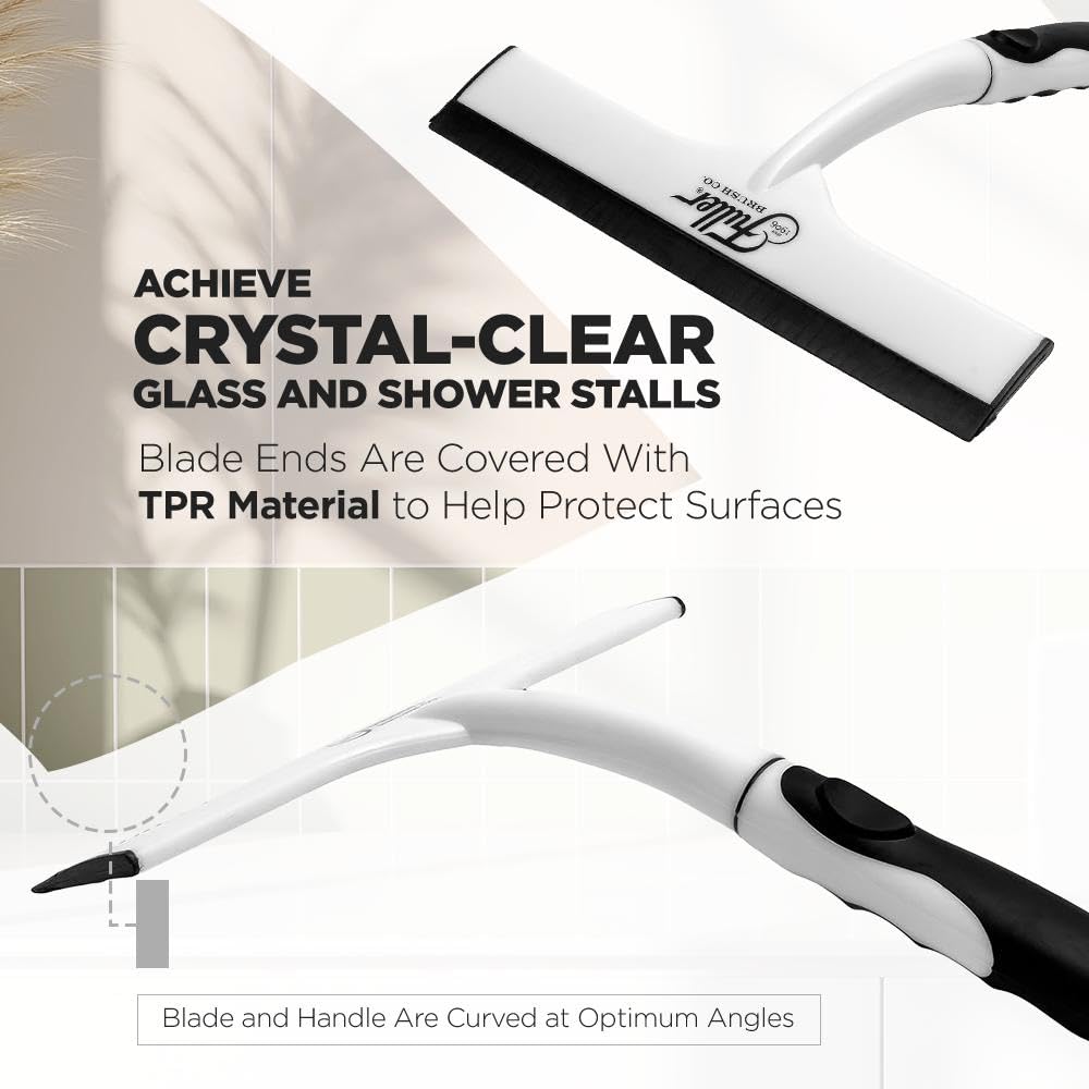 Fuller Brush Easy Grip Handheld Squeegee - for Shower Walls, Doors, Tub Surfaces, Windows, Mirrors & Vehicle Windshields - ThermoPlastic Rubber Blade