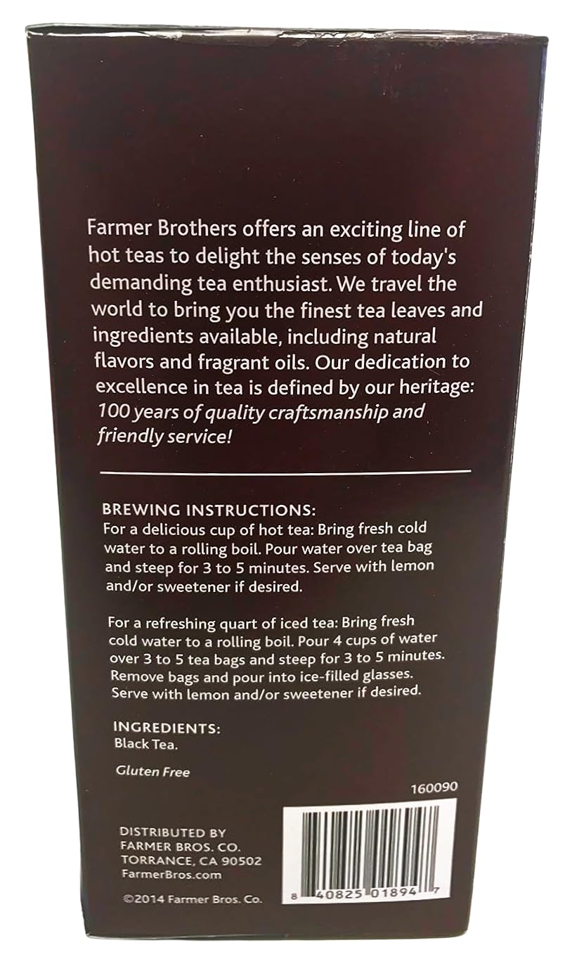 Farmer Brothers Premium English Tradition Black Tea Bags, 25 Count (Pack of 2)