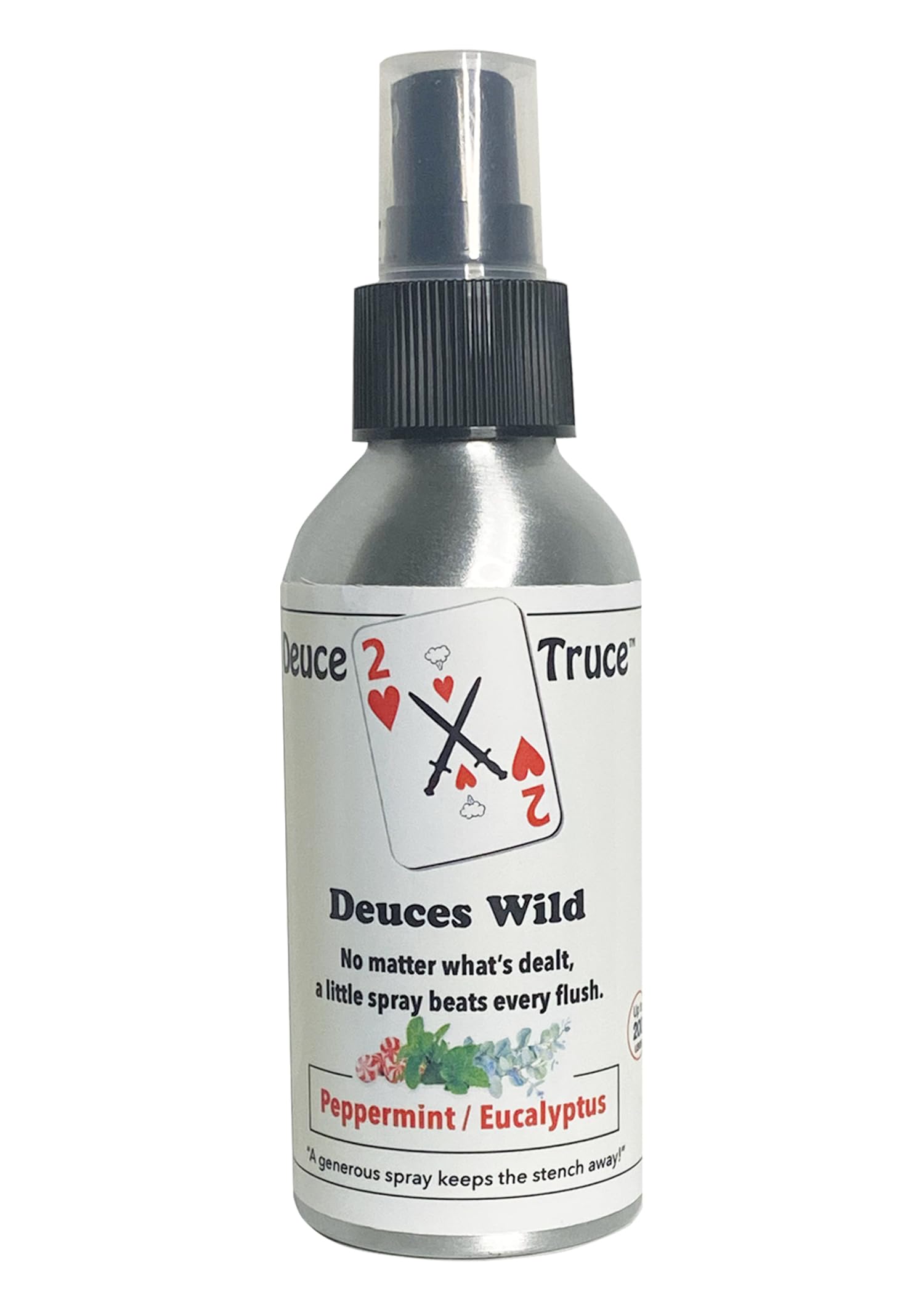 Deuce Truce - Before You Poo Toilet Spray - Peppermint Eucalyptus - 4 fl oz - Strong, Effective, Easy To Use - Scent, Deuces Wild - Peppermint