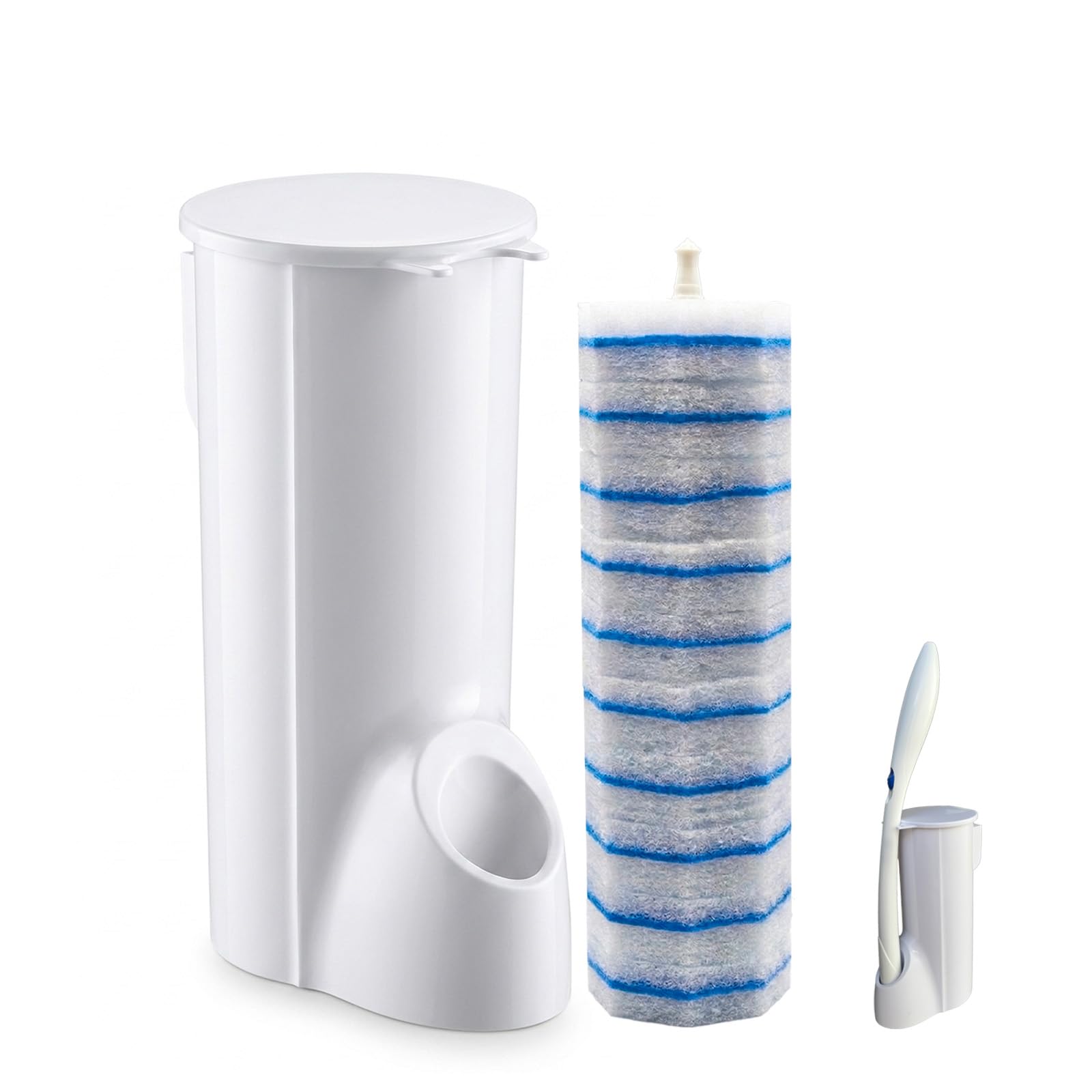 Toilet Wand Holder (No Wand) 1 Caddy & 10 Packs Brush Refills Only, Disposable Brush Kit, Stand Toilet Cleaning Starter Kit, Wall Mounted Storage