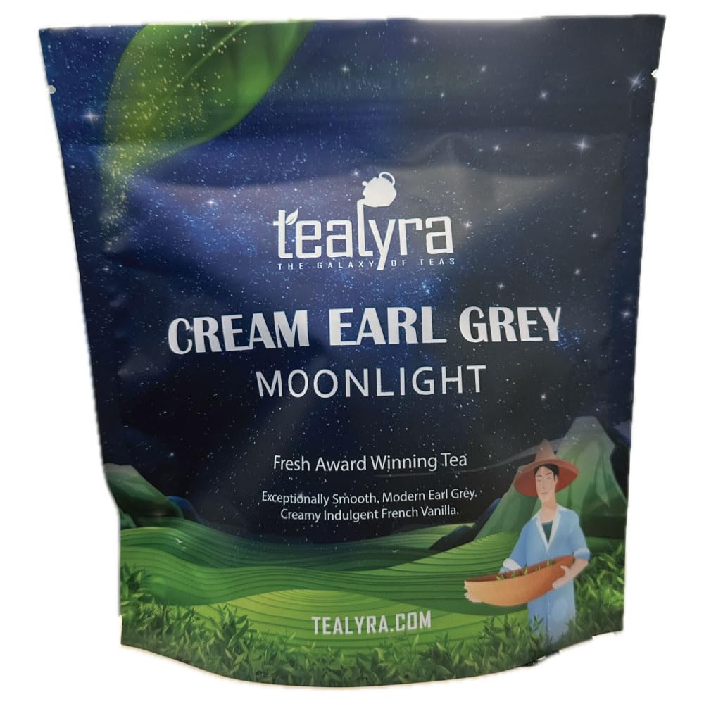 Tealyra - Cream Earl Grey Moonlight | Luxurious Black Loose Leaf Tea | Citrusy Bergamot & French Vanilla Flavor | All Natural Ingredients, 100g