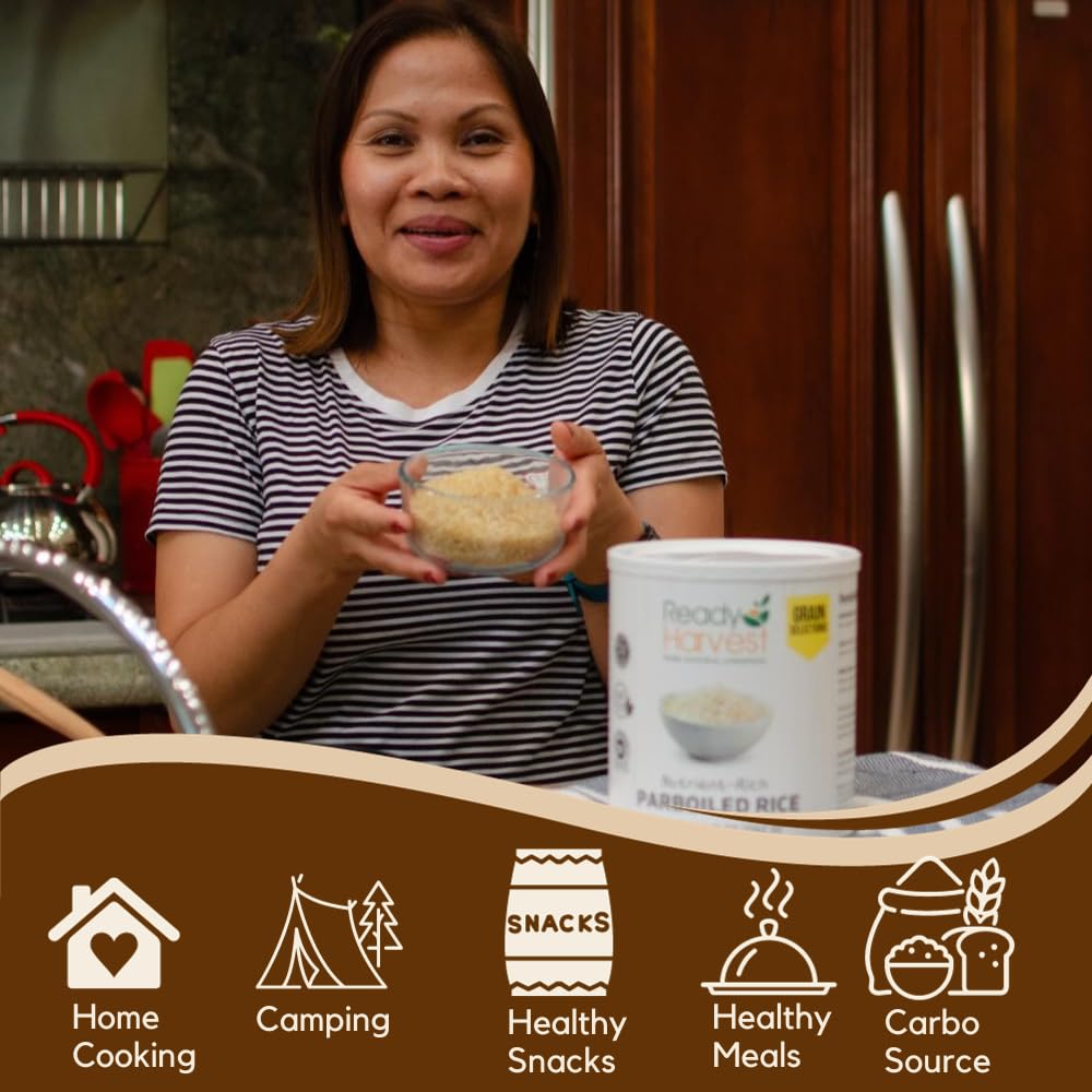 Ready Harvest Emergency Food - Parboiled White Rice | Survival Food | Pantry Staples | #10 Can | 30-Year Shelf Life | 4 lbs | Cans Filled to the Top