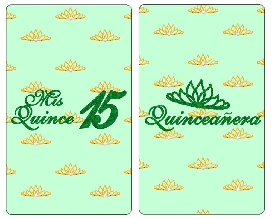 Mis Quince Miniature Candy Bar Wrapper, Quinceanera Mini Chocolate Bar Stickers for Sweet 15 Birthday Party, Table Top Event Decorations, (Set of 60)
