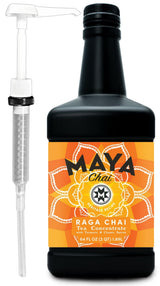 Maya Tea Raga Chai Tea Concentrate, Turmeric Spiced Herbal Blend, No Caffeine, 64 oz Bottle with Pump, 64 Servings