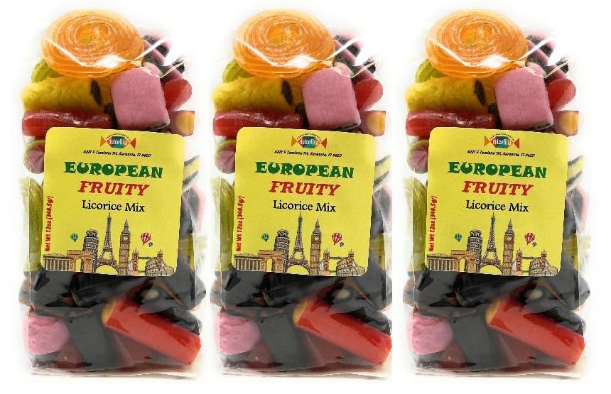 Fruity European Licorice Mix - Total wt. 33(Oz), Include: 3 pck of Fruity Euro Licorice Mix,
