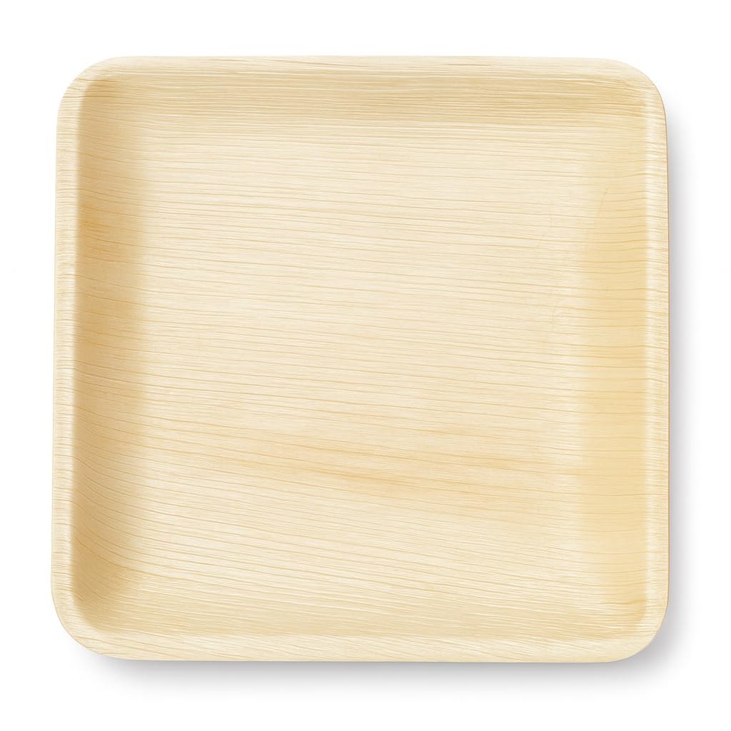 10 Inch Square Palm Leaf Disposable Dinnerware - Eco-Friendly Organic Plates, Biodegradable Partyware, Alternative to Paper, Bamboo & Plastic Plates