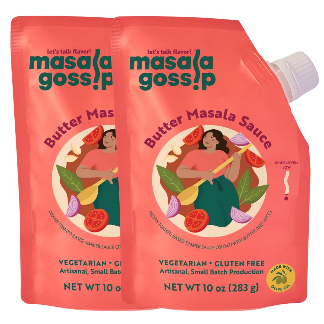 Masala Gossip Butter Masala Simmer Sauce 10 oz - Authentic Makhani Sauce with Real Butter and Tomato - Gluten-Free, Seed Oil Free, No Artificial