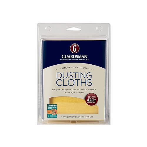Guardsman Wood Furniture Dusting Cloths - 5 Pre-Treated Cloth - Captures 2x The Dust of a Regular Cloth, Specially Treated, No Sprays or Odors