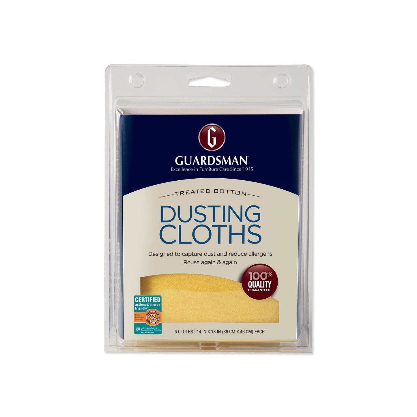 Guardsman Wood Furniture Dusting Cloths - 5 Pre-Treated Cloth - Captures 2x The Dust of a Regular Cloth, Specially Treated, No Sprays or Odors