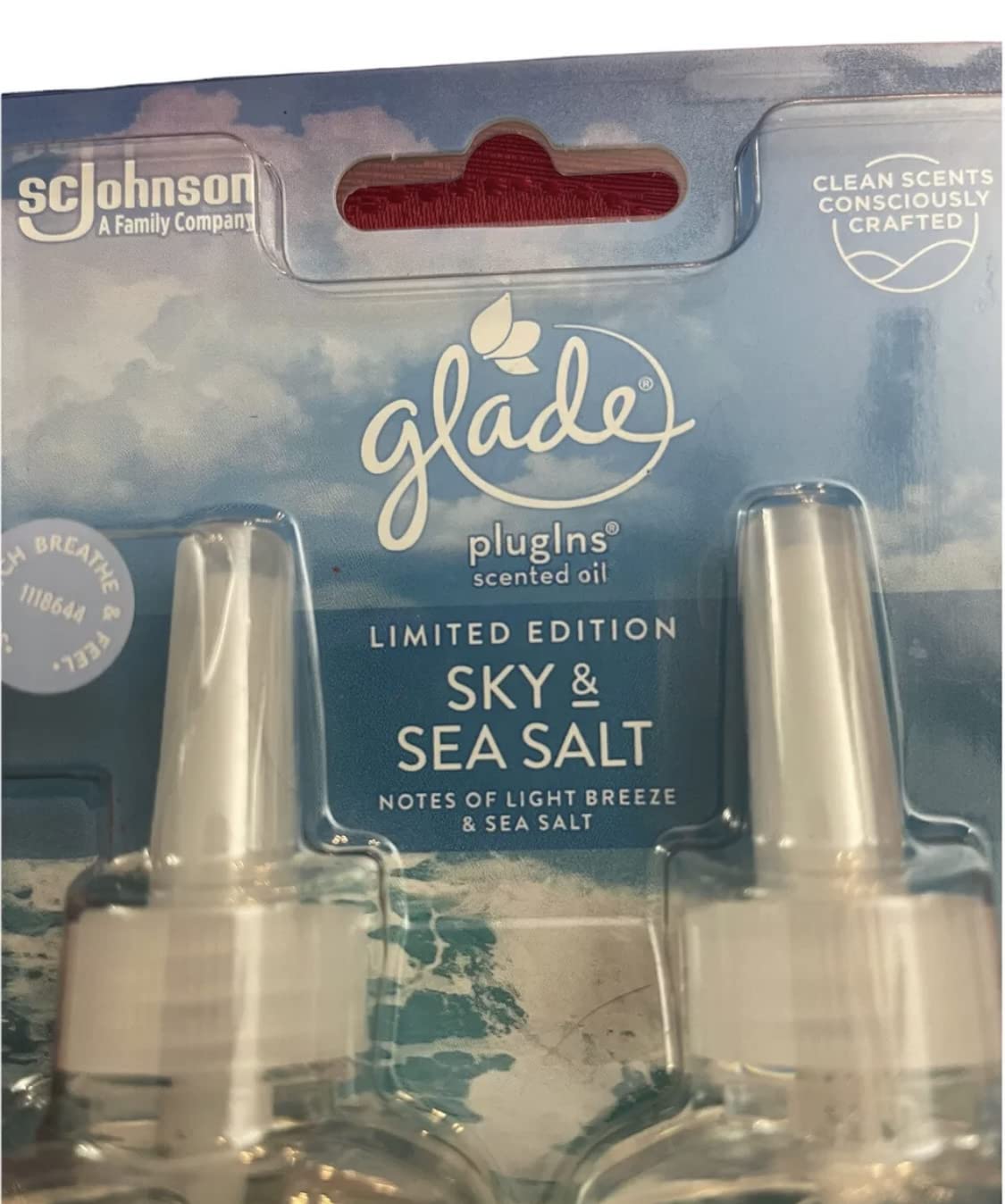 Glade sky & sea salt Limited Edition Plugins Scented Oils Refills 4 Refills 2- Pack of 2