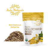 Halo Naturals Organic Goldenrod Herb Cut & Sifted, 4 Ounces (Solidago virgaurea) USDA Certified | Resealable Pouch| Packaged in The USA (Pack of 1)