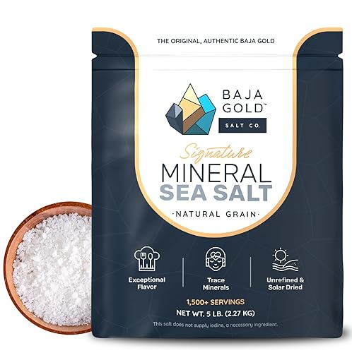 Baja Gold Signature Mineral Sea Salt - Recommended by Gary Brecka - Organic Natural Grain Salt for Cooking & Baking | Low Sodium, Authentic Baja Salt
