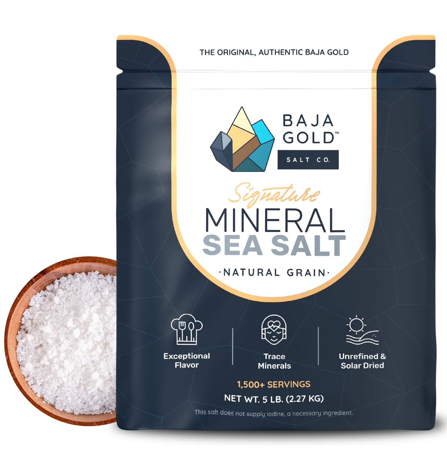 Baja Gold Signature Mineral Sea Salt - Recommended by Gary Brecka - Organic Natural Grain Salt for Cooking & Baking | Low Sodium, Authentic Baja Salt