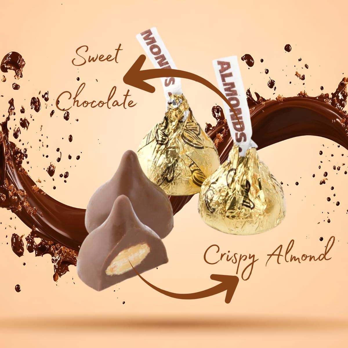Candykrave Hershey'ss Cristmas Almond Kisses Milk Chocolate candy - (2LB 180 pcs) - Bulk chocolate Silver Foil Candy variety pack - Delicious Treats