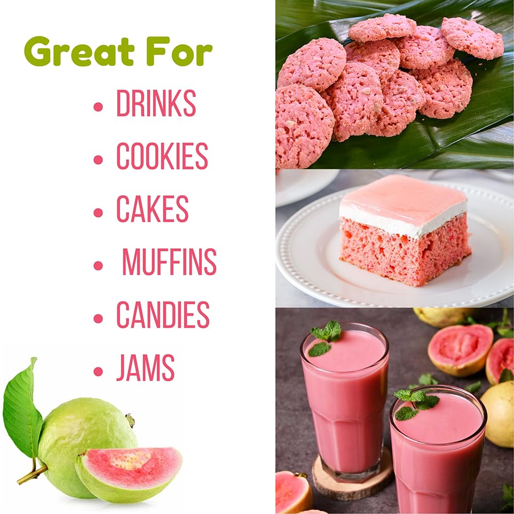 Pink Guava Powder 227 g (8oz) | Instant Drink Mix Guava Powder for Juice, Cake | Gluten-Free, Natural, No Preservatives By Hebhac Herbals