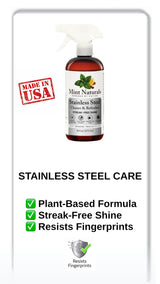 Mint Naturals Natural Stainless Steel Cleaner & Polisher - Plant Based Formula That Helps Clean, Restore Shine & Resist Fingerprints on Fridges