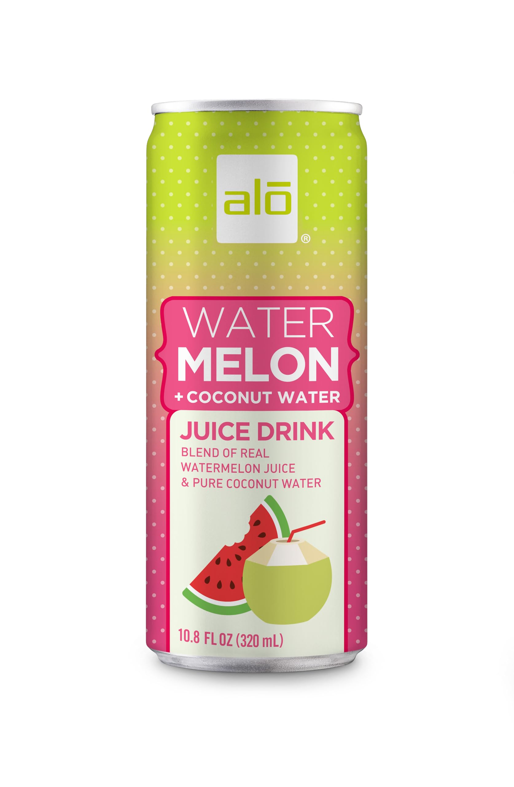 ALO Slim Can Juice | 80% Watermelon Juice + 20% Coconut Water | Plant-Based Beverage | Not from Concentrate | 10.8oz Cans (Pack of 12)