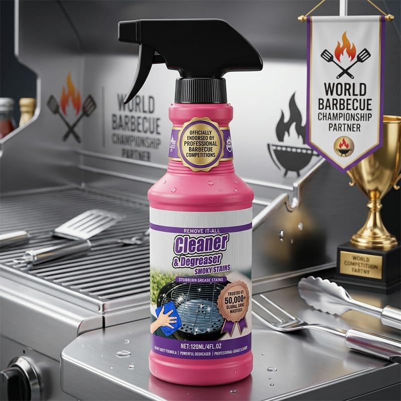 SakerPlus Heavy-Duty Grill Cleaner Spray, Degreaser for Grill Grates, BBQ Grills, Frying Pans and Cookware, Removes Baked-On Grease, Burnt-On Residue
