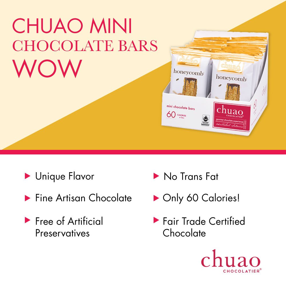 Chuao Chocolatier Honeycomb Dark Chocolate Mini Bars | Gourmet Honey No Preservatives | For Gift Baskets, Gifts for Women, Men, Thank You, Care