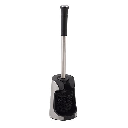 Bath Bliss Snap Hold Toilet Brush and Holder | Bathroom | Cleaning and Storage | Open Base Quick Dry | Compact Space Saving | Easy Grip Handle |