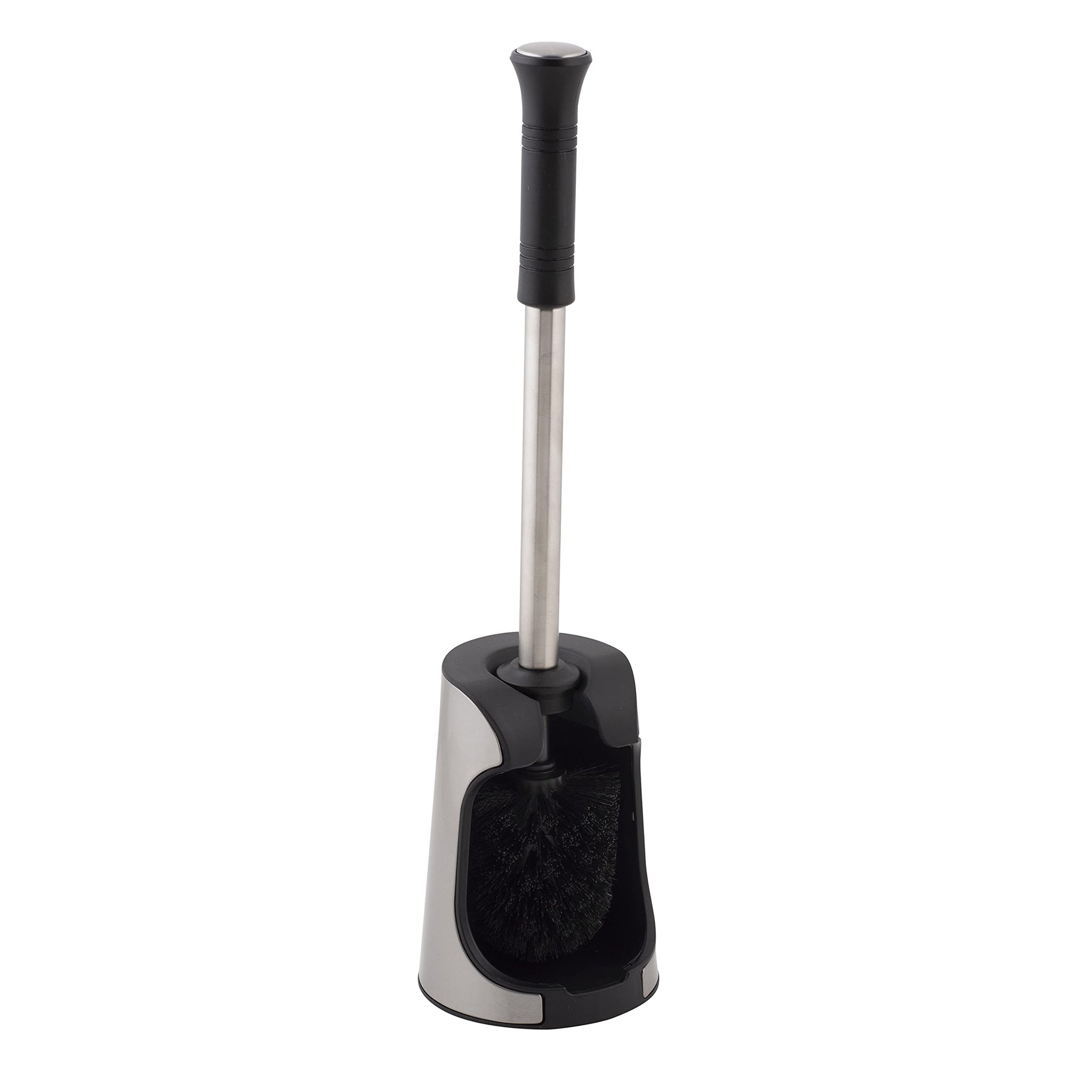 Bath Bliss Snap Hold Toilet Brush and Holder | Bathroom | Cleaning and Storage | Open Base Quick Dry | Compact Space Saving | Easy Grip Handle |