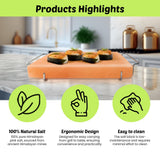 Himalayan Salt Block Cooking Plate 12x8x1.5 for Cooking, Grilling, Cutting and Serving, with Steel Tray & Recipe booklet Unique Gifts for Men, Women