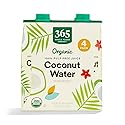 365 by Whole Foods Market, Organic Coconut Water, 100% Pulp-Free Juice, 16.9 Fl Oz per Carton, Pack of 4