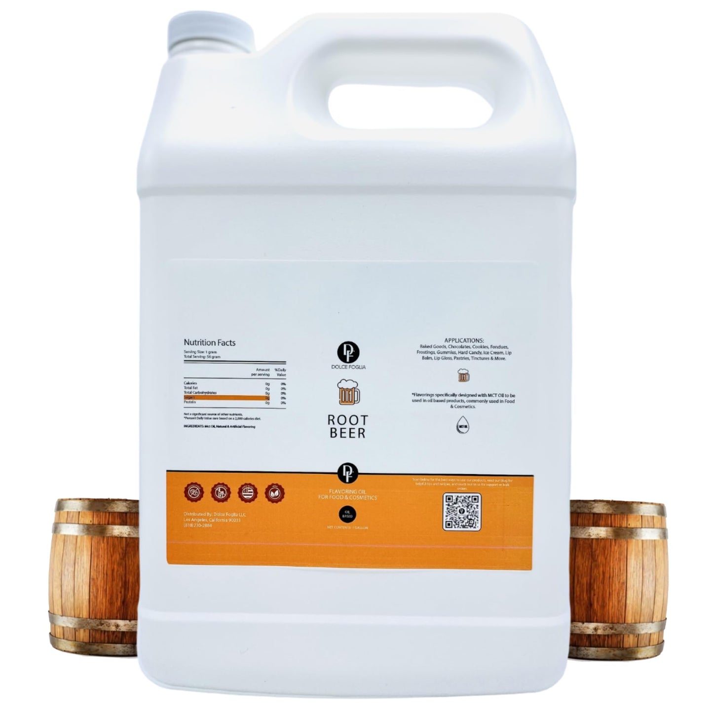 Dolce Flav Root Beer Extract - 1 Gallon Oil-Soluble Kosher, Sugar-Free, Concentrated Classic Root Beer Flavoring for Baking, Chocolates & Desserts