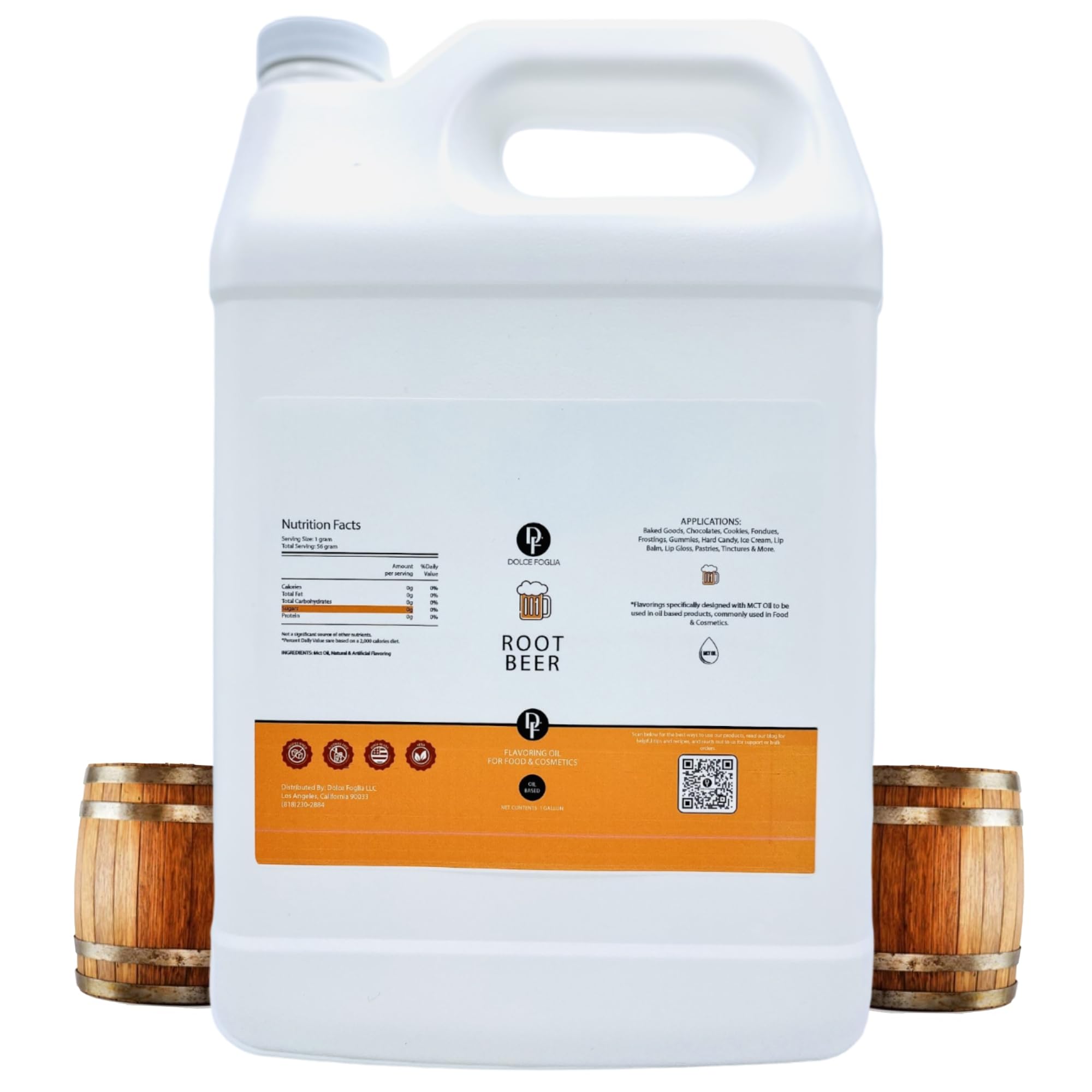 Dolce Flav Root Beer Extract - 1 Gallon Oil-Soluble Kosher, Sugar-Free, Concentrated Classic Root Beer Flavoring for Baking, Chocolates & Desserts
