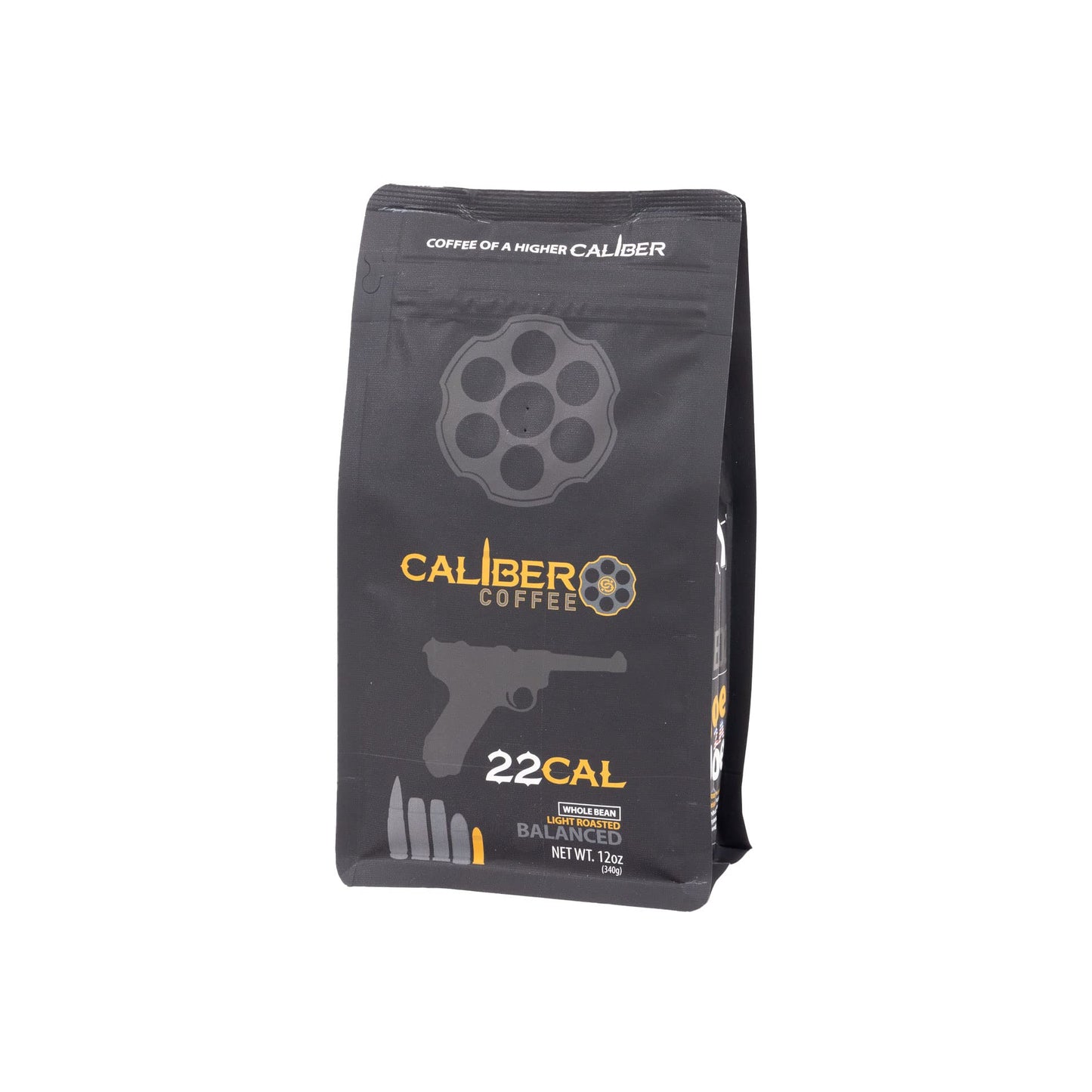 Caliber Coffee .22 Cal Ground Light Roast - Balanced, Fruity, Caramel Flavors - 100% Artisan Roasted Arabica Coffee - Small-Batch, Hand-Crafted