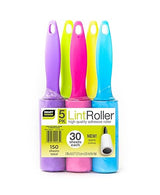 Smart Design Mini Lint Rollers - Set of 5, 150 Sheets Total - Easy-to-Use Lint Roller for Pet Hair Removal, Cleaning Floors, Carpet, Cars & Other