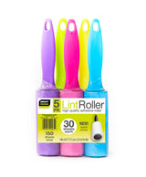 Smart Design Mini Lint Rollers - Set of 5, 150 Sheets Total - Easy-to-Use Lint Roller for Pet Hair Removal, Cleaning Floors, Carpet, Cars & Other