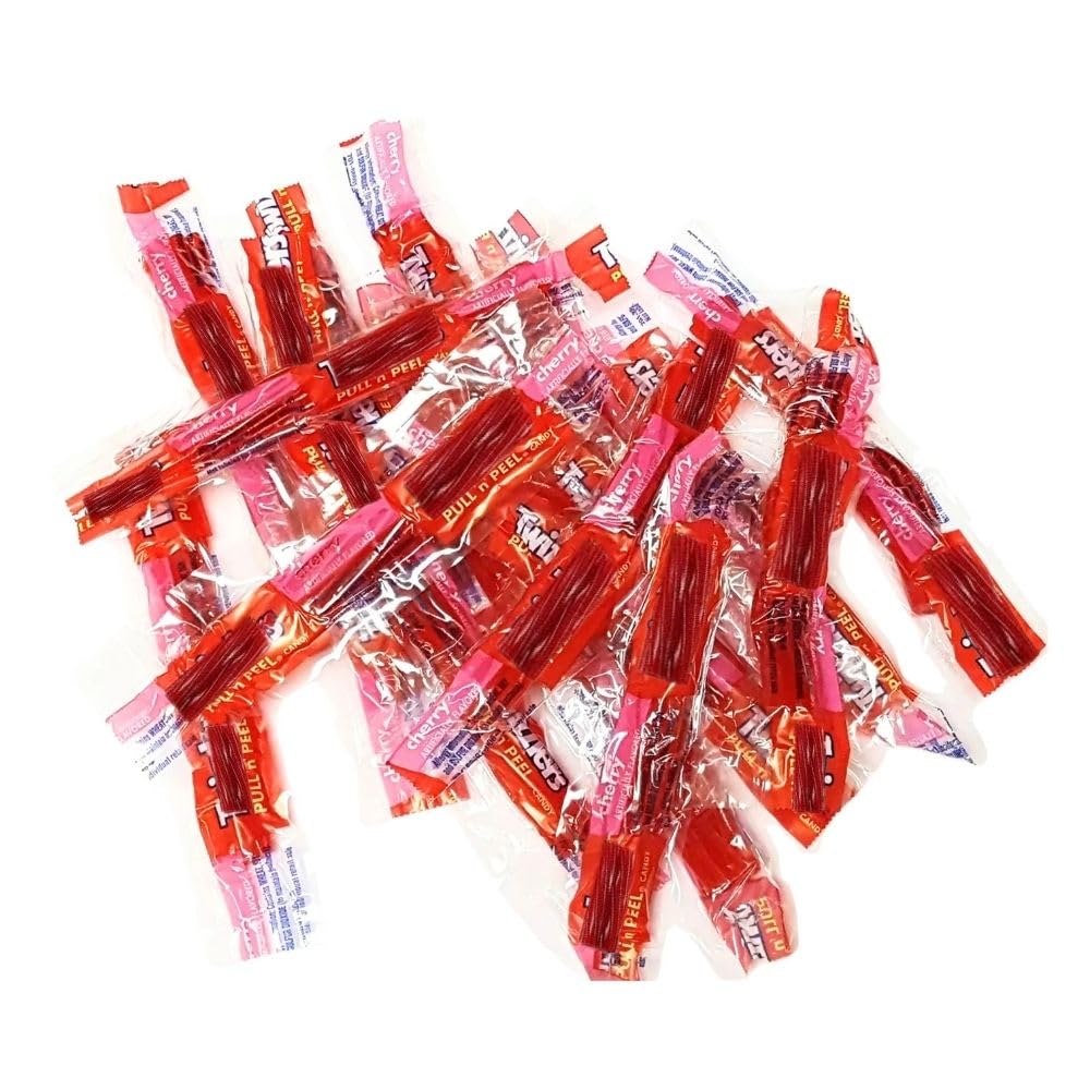Cherry Flavored Pull and Peel Licorice Candy Ropes Individually Wrapped Bulk Bag - 5 lb (Approx. 125 pieces)