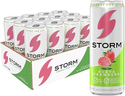 STORM Guava Strawberry, Fitness & Wellness Energy Drink, 12 Fl Oz (Pack of 12)