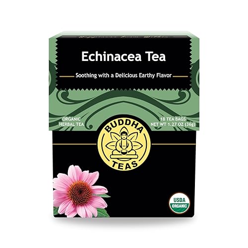 Buddha Teas - Organic Echinacea Tea - Herbal Tea - Immune Boosting - With Antioxidants & Minerals - Clean Ingredients - Caffeine Free - 18 Tea Bags