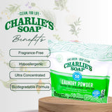 Charlie’s Soap Laundry Powder (50 Loads, 1 Pack) Hypoallergenic Deep Cleaning Washing Powder Detergent - Eco-Friendly, Safe, and Effective