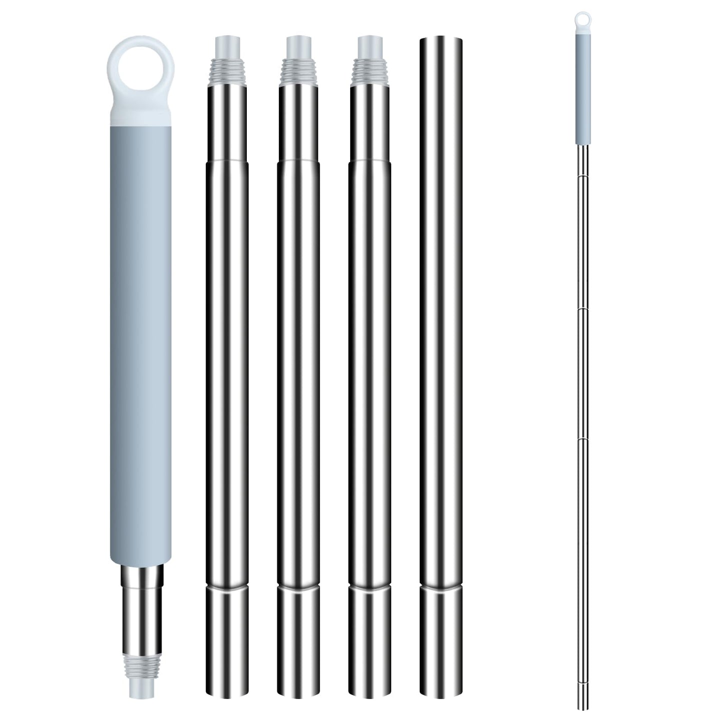 BOSHENG Mop Handle Extension Rods, for Extending Flat Mop, Mop Replacement Handle, Adjustable Steel Mop Handle Rods, 5 Pack