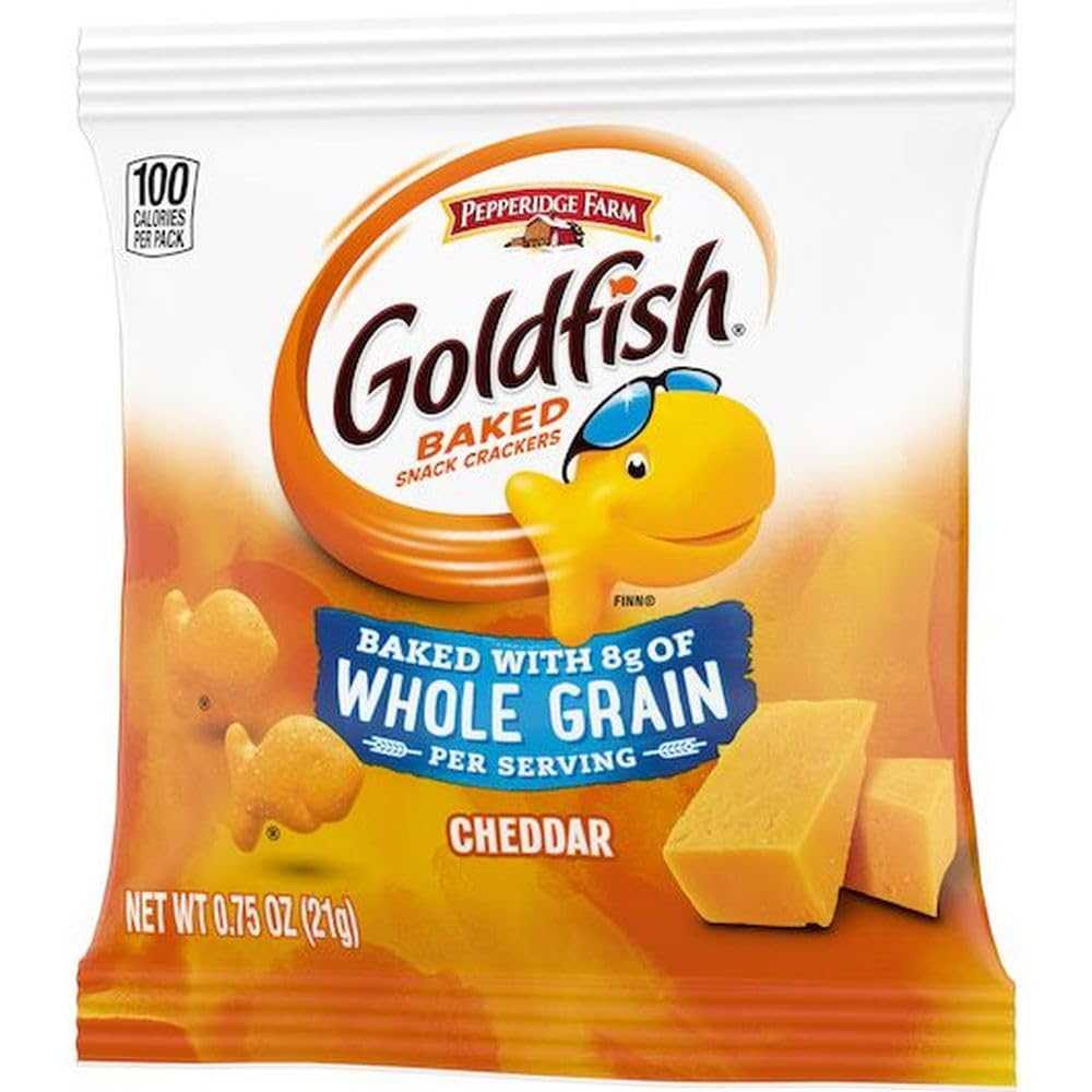 Pepperidge Farm Goldfish Whole Grain Cheddar Snack Crackers, Individual 0.75 oz Bags, Bulk Pack of 300 - School & On-the-Go Snacks