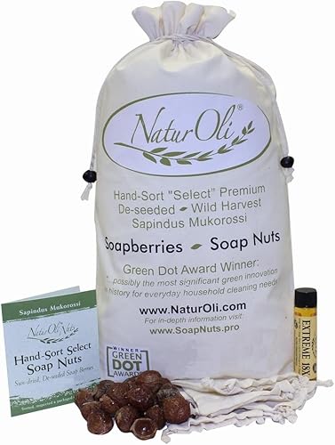 NaturOli Soap Nuts/Soap Berries - 4-Lbs organic (960 loads) + 18X Travel Bottle! Select Seedless - 4 Wash Bags, 8-pg info, Tote Bag. Organic Laundry
