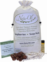 NaturOli Soap Nuts/Soap Berries - 4-Lbs organic (960 loads) + 18X Travel Bottle! Select Seedless - 4 Wash Bags, 8-pg info, Tote Bag. Organic Laundry