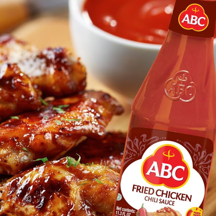 ABC Fried Chicken Chili Sauce, 11.3 Oz, Spicy Sriracha Style Sambal, No MSG, Umami Flavor, Indonesian BBQ Dip Made with Chili & Garlic