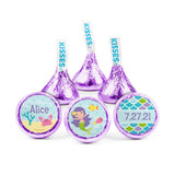Personalized Mermaid Birthday Party Stickers for Kisses Candy (108 ct)